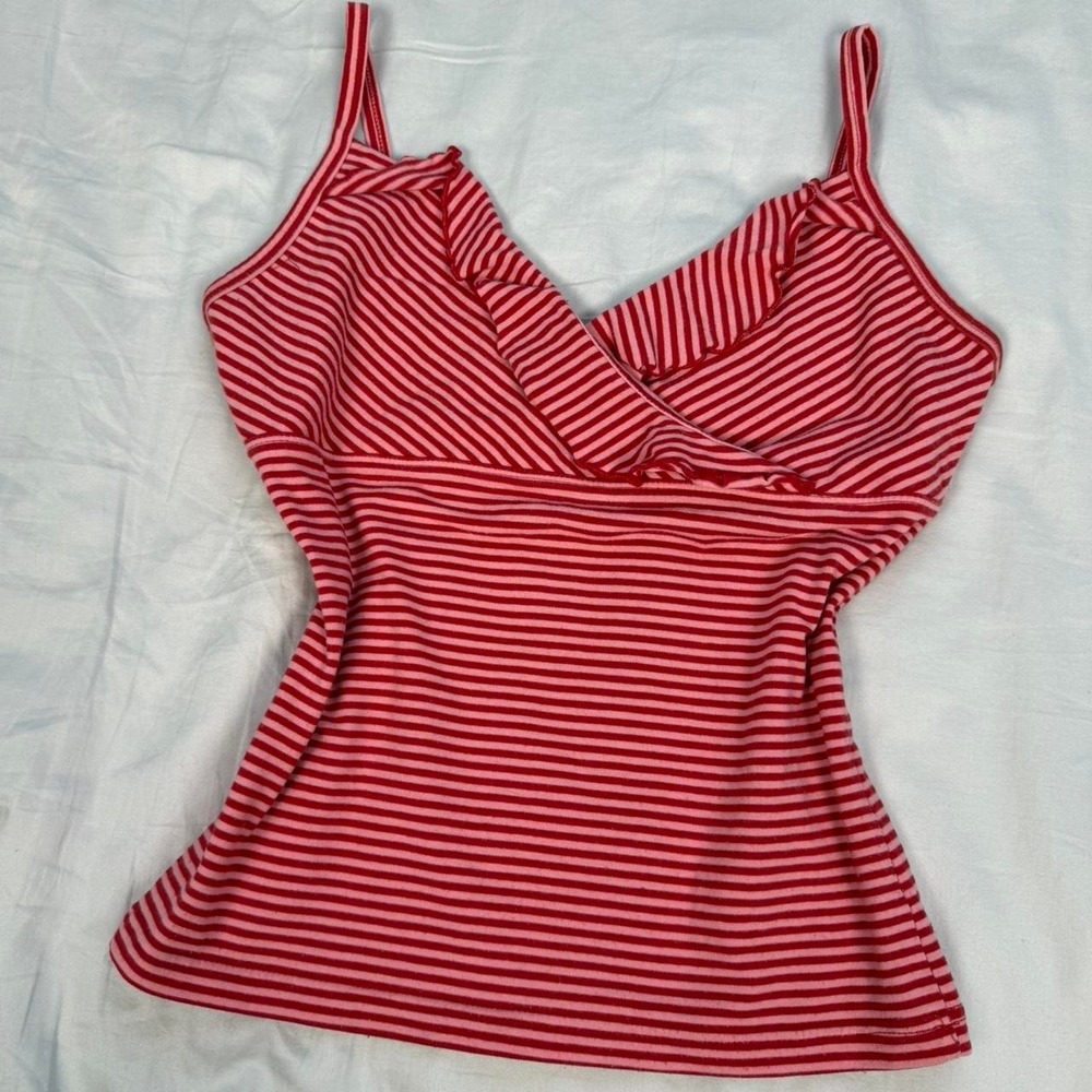 Vintage y2k Energie red & white striped babydoll tank top - Picture 2 of 5